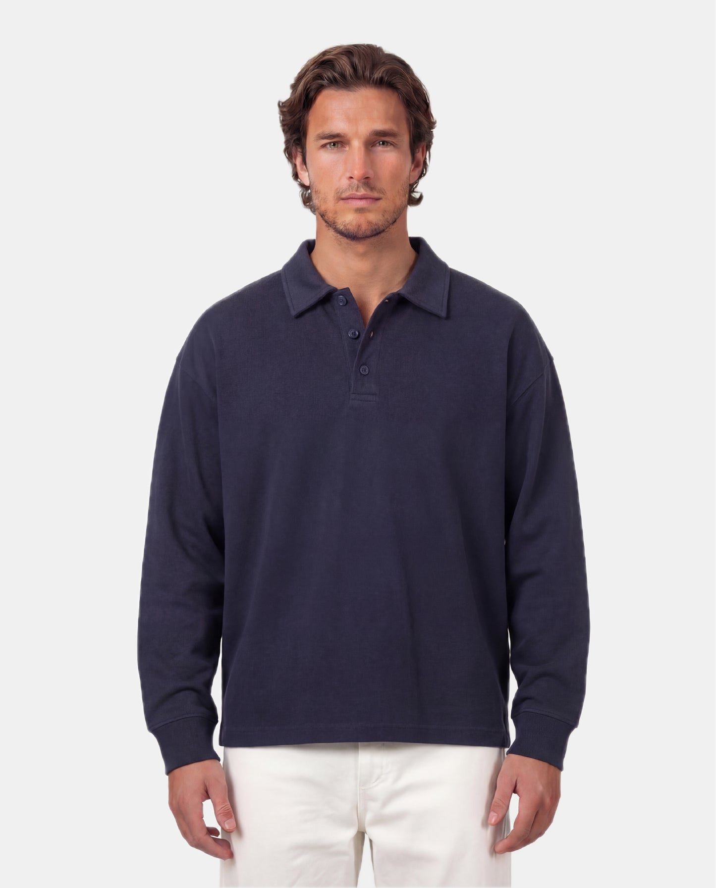 Fattorino Innamorato navy rugby sweater. Longsleeve rugby polo