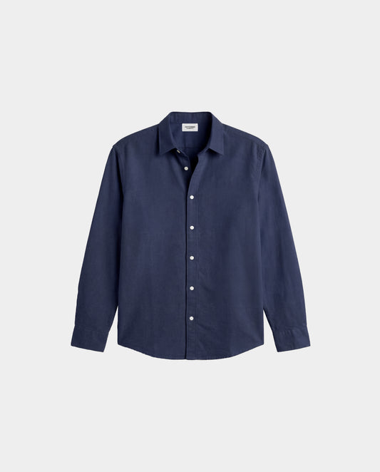 Navy blue button-up shirt on a light gray background. Fattorino Innamorato navy oxford blouse shirt 