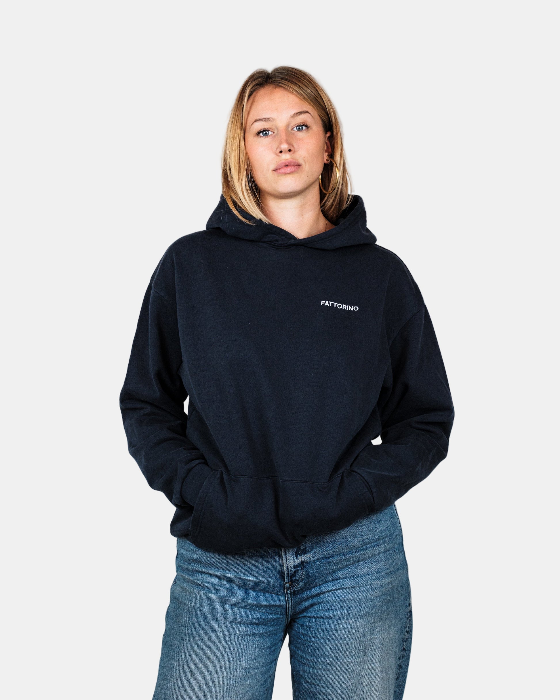Fattorino Innamorato navy acid washed hoodie 