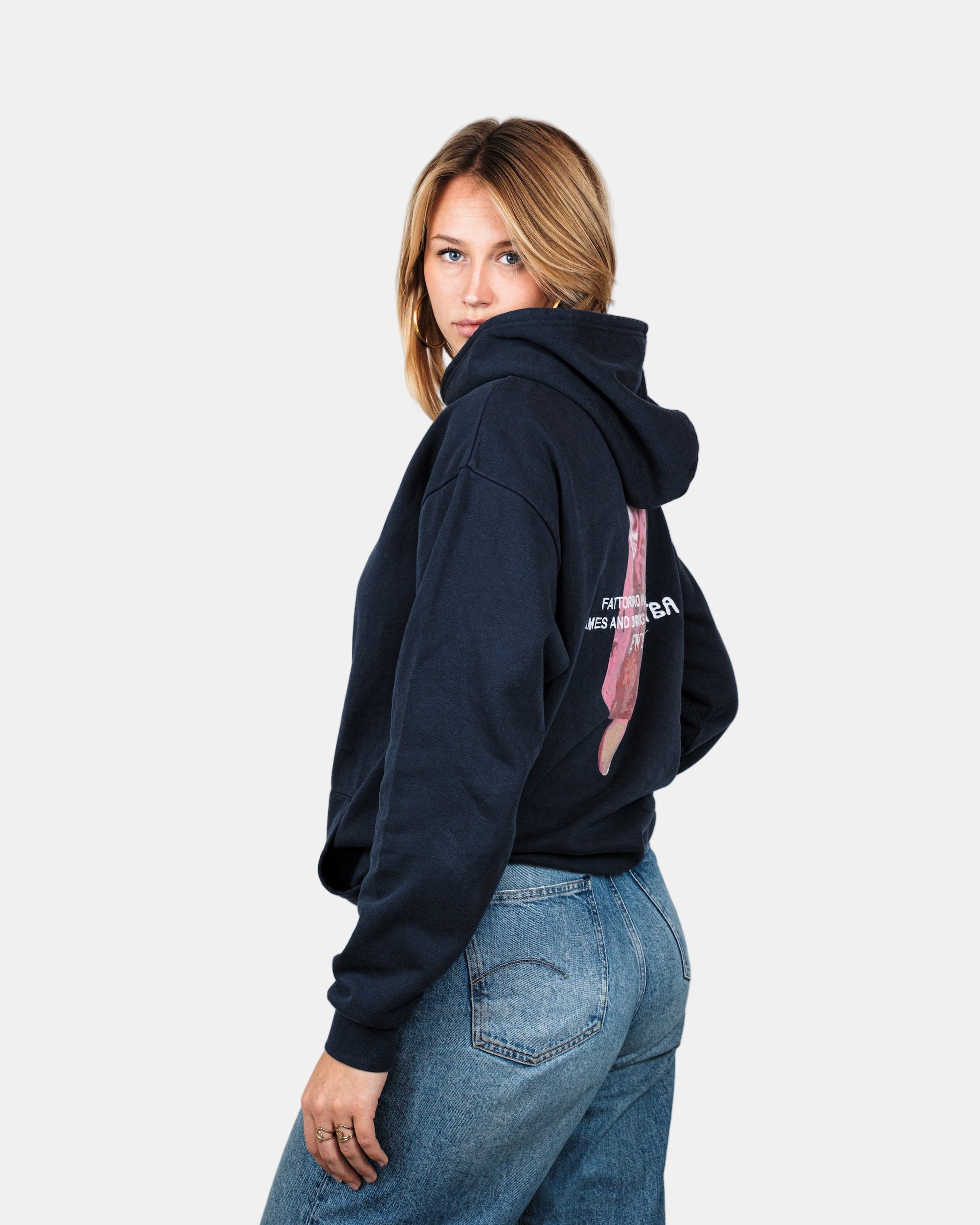 Fattorino innamorato navy acid washed gelato hoodie