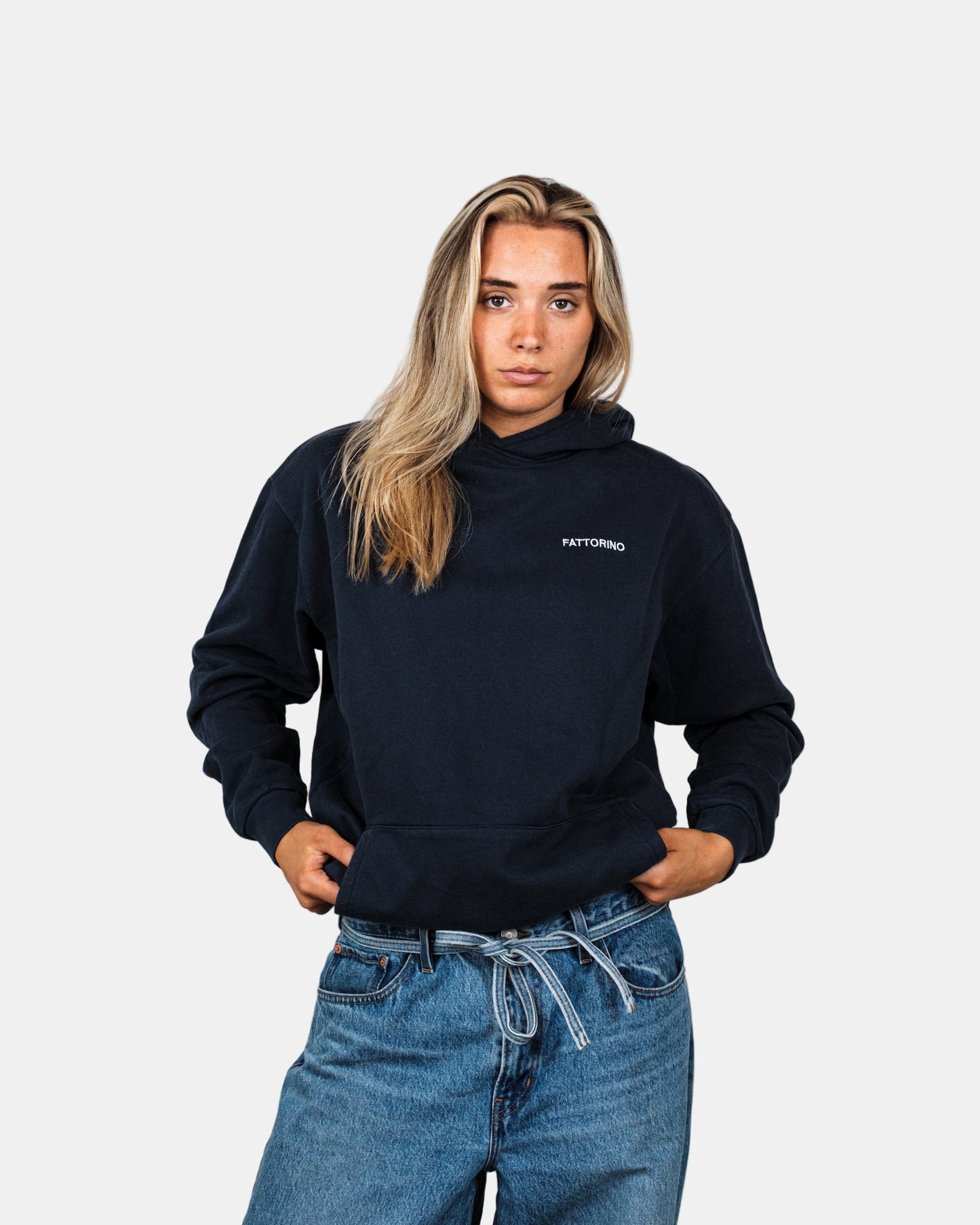 Fattorino Innamorato navy acid washed unisex flowers hoodie