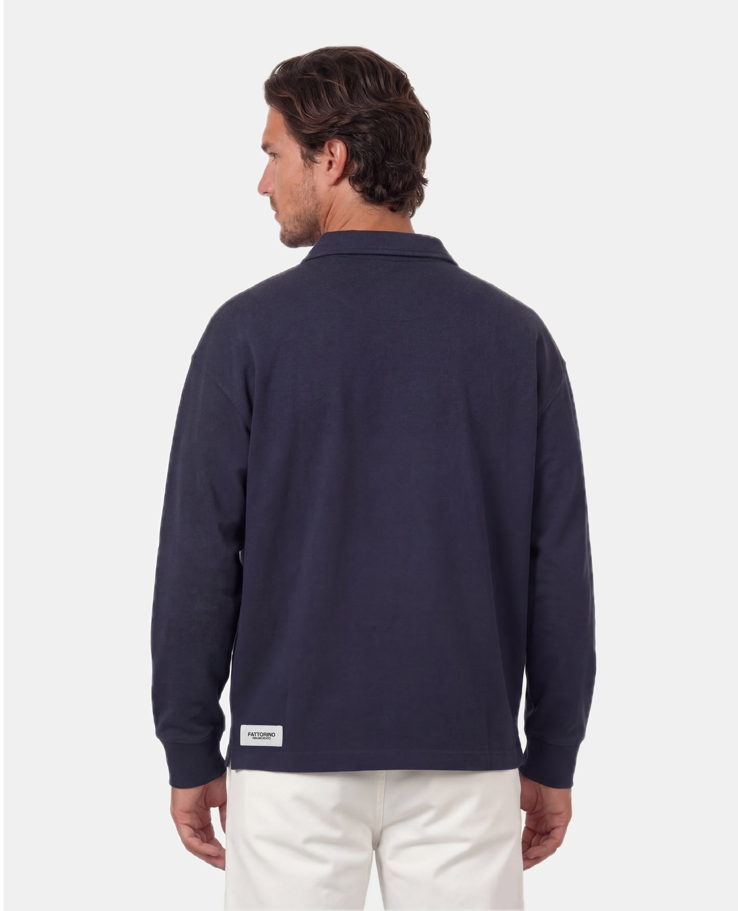 Fattorino Innamorato navy rugby sweater. Longsleeve rugby polo
