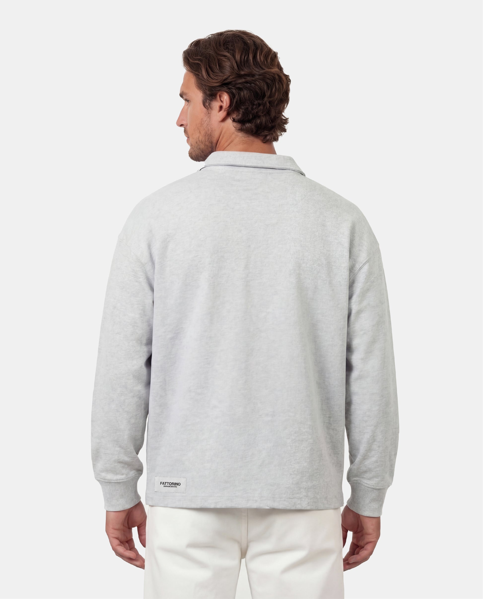 Fattorino Innamorato grey rugby sweater. Longsleeve rugby polo