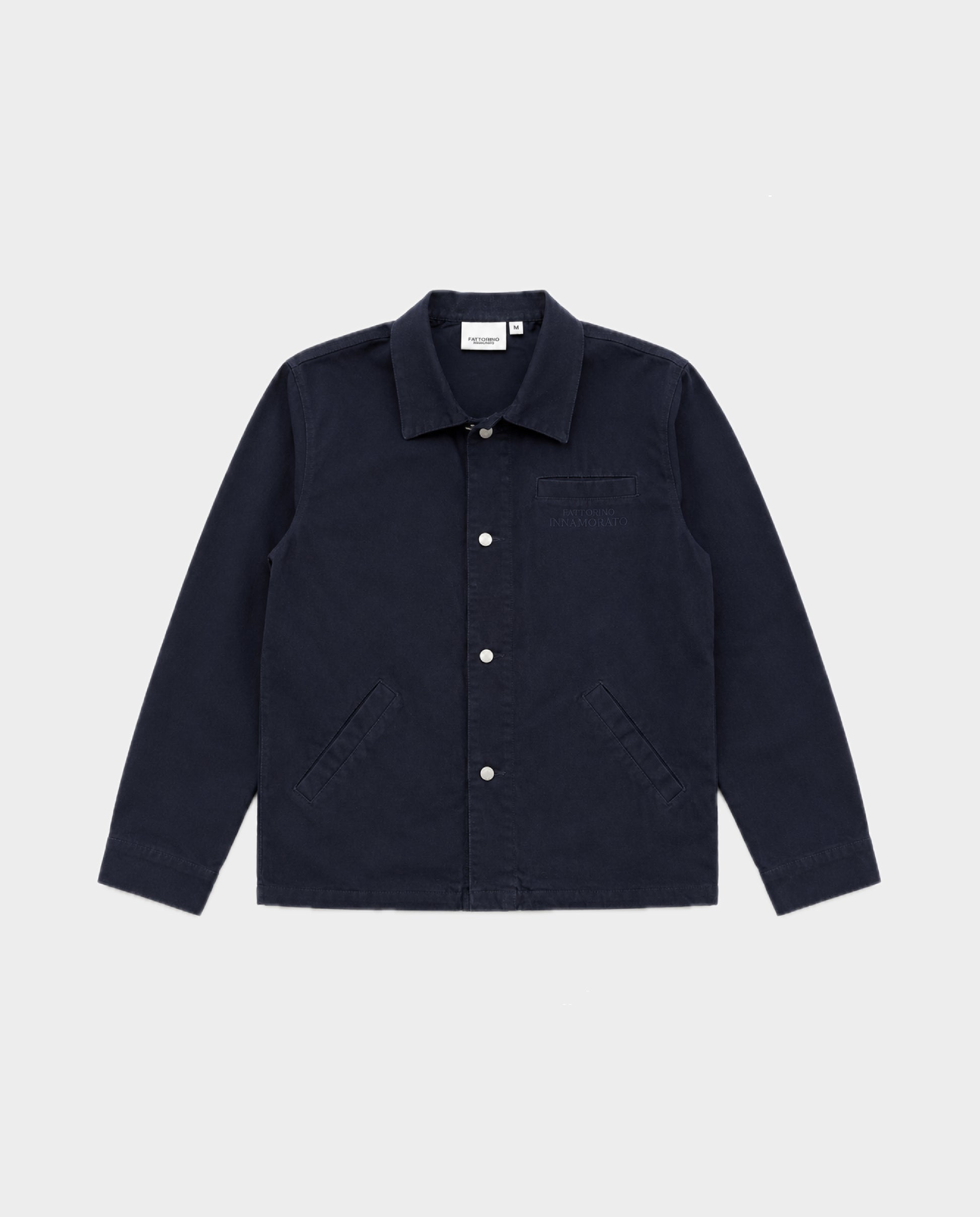 Navy Fattorino Innamorato maison workwear jacket.