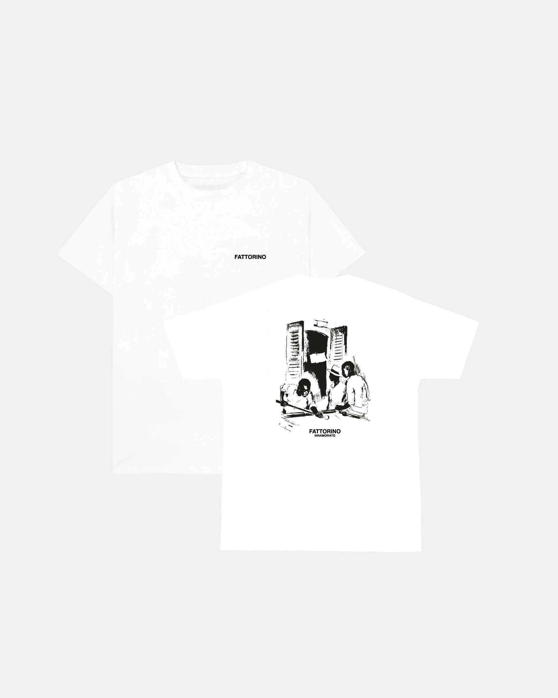 White tshirt with pool table and african children fattorino innamorato  