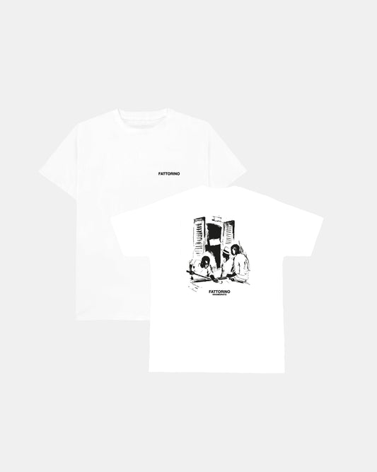 White tshirt with pool table and african children fattorino innamorato  